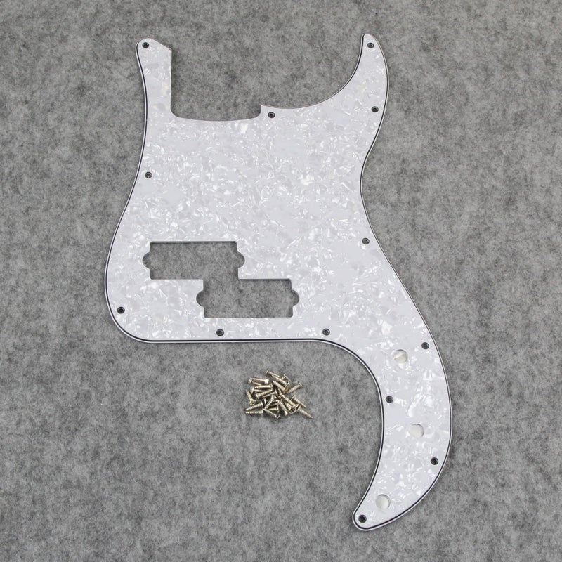 FLEOR P Bass Pickguard Guitar Scratch Plate Pick Guard for 4 String American/Mexican Standard P Bass Style, 4Ply White Pearl - Image 3